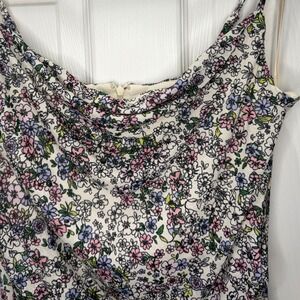 BCBGeneration Floral Ruched Tulip- Hem Cami Slip Dress Mini Cowl Neck 12 Party